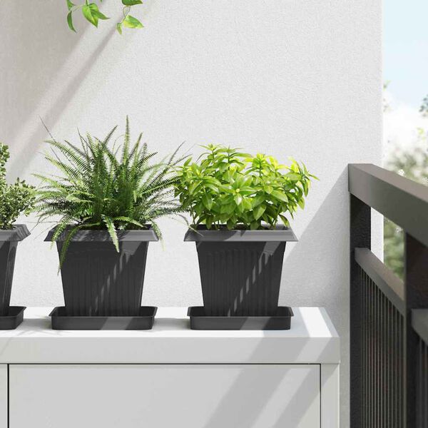 vidaXL Kvadrātveida Ziedu Pods 6 pcs Melna 16 x 16 x 14 cm Plastmasa