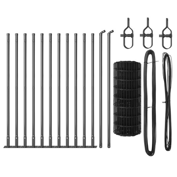 vidaXL Žogs ar stabu Pelēka 0,4 x 25 m Tērauds un PVC