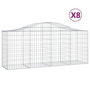 vidaXL arkveida gabiona grozi, 8 gb., 200x50x80/100cm, cinkota dzelzs