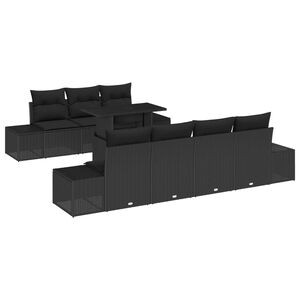 vidaXL Dārza dīvānu komplekts ar spilvenu 8 pcs Melna