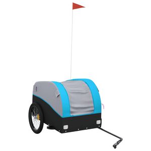 vidaXL velosipēda piekabe, 45 kg, melna un zila, dzelzs