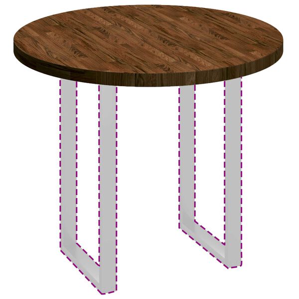 vidaXL Galda virsma Tum&scaron;i brūna &Oslash; 90 x 4 cm Cietā ozola koks