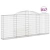 vidaXL arkveida gabiona grozi, 17gb., 300x30x120/140cm, cinkota dzelzs