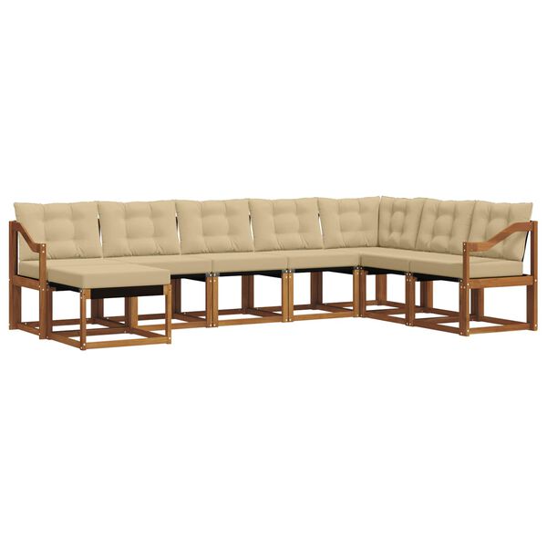 vidaXL Āra dīvānu komplekts ar spilvenu 8 pcs Dabisks un bē&scaron;s