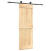vidaXL Slīdo&scaron;ās durvis Dabiska un melna 70 x 210 cm Cieta priedes koks