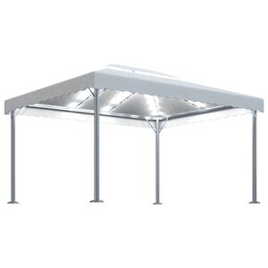 vidaXL dārza nojume ar LED lampiņām, 400x300 cm, krēmkrāsas, alumīnijs