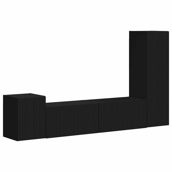 vidaXL TV skapī&scaron;u komplekts 4 pcs Melna Inženierijas koks