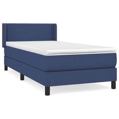 vidaXL atsperu gultas rāmis ar matraci, zils, 80x200 cm, audums
