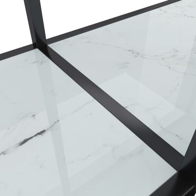 vidaXL konsoles galds, 220x35x75,5 cm, balts, rūdīts stikls