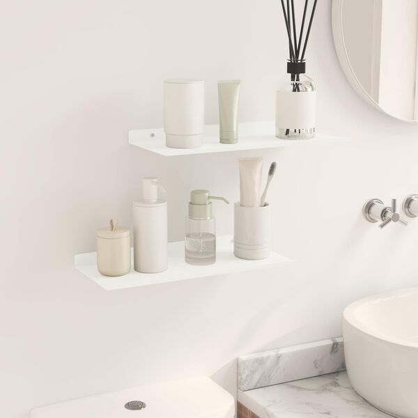 vidaXL Peldējo&scaron;ais plaukts 2 pcs Balts 40 x 18 x 2,5 cm Tērauds