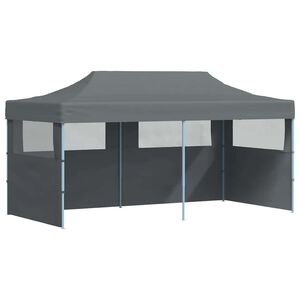 vidaXL saliekama svinību telts ar sānu sienām, antracītpelēka, 3x6 m