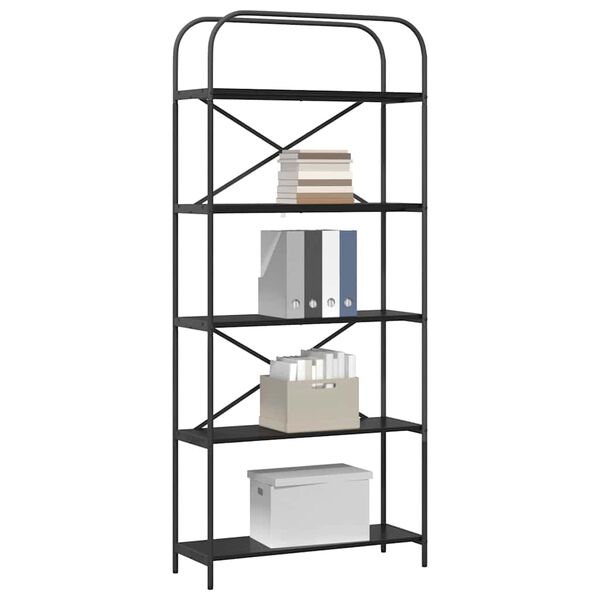 vidaXL Grāmatu plaukts Melns ozolkoks 80 x 30 x 183 cm