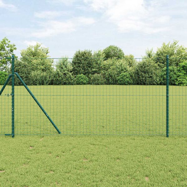 vidaXL Eiropas žogs Zaļa 1.4 x 10 m PVC pārklāts dzelzs
