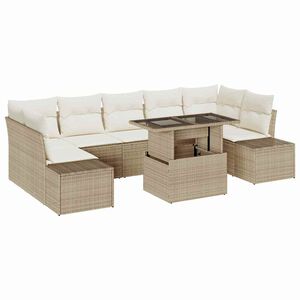 vidaXL Dārza dīvānu komplekts ar spilvenu 8 pcs Bē&scaron;s un krēms