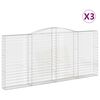 vidaXL arkveida gabiona grozi, 3 gb., 400x30x180/200cm, cinkota dzelzs