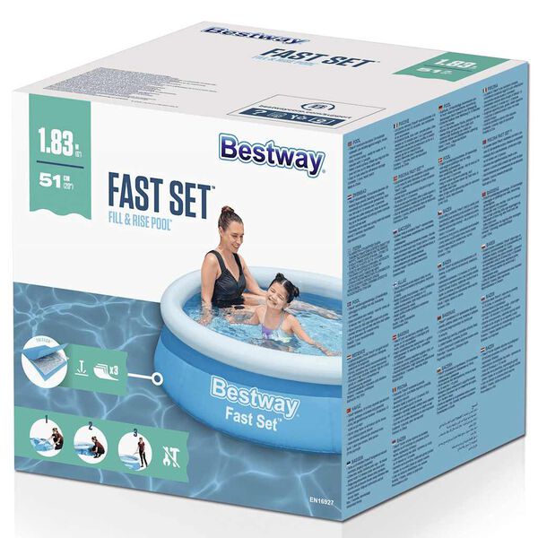 Bestway Fast Set piepū&scaron;amais baseins, apaļ&scaron;, 183x51 cm, zils