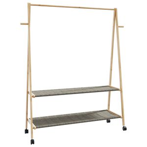 vidaXL drēbju statīvs ar plauktiem&riteņiem 132x45,5x155,5 cm bambuss