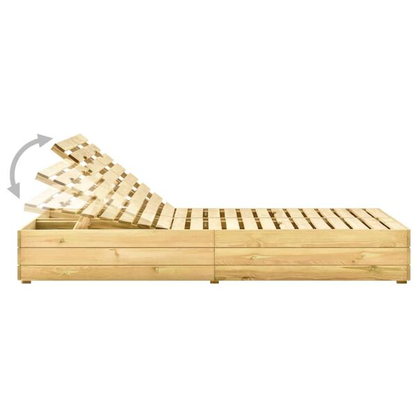 vidaXL divvietīgs sauļo&scaron;anās zvilnis, pelēkbrūni matrači, priede