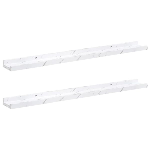 vidaXL Sienas plaukts ar plauktu 2 pcs Balts marmors 80 x 9 x 3 cm