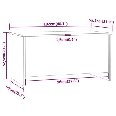 vidaXL kafijas galdiņš, balts, 102x55,5x52,5 cm, inženierijas koks