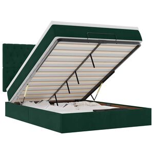 vidaXL Osmaņu gulta ar matračiem, tum&scaron;i zaļ&scaron;, 140x200cm, samts