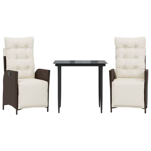 vidaXL 7-daļīgs dārza mēbeļu komplekts, matrači, brūna PE rotangpalma