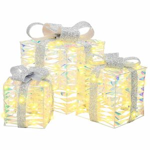 vidaXL Apgaismota Ziemassvētku dāvanu kaste 3 gab. 150 LED Silti balts
