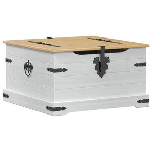 vidaXL storage box ar plauktu Balts 78 x 78 x 45 cm Ciets priedes koks