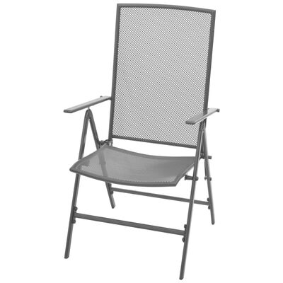 vidaXL 5-daļīgs dārza mēbeļu komplekts, saliekami krēsli, tērauds