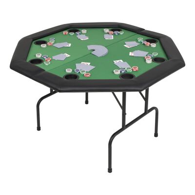 vidaXL pokera galds, salokāms, 8 spēlētājiem, astoņstūra, zaļš