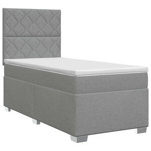 vidaXL Kontinentālā gulta ar matraci Gai&scaron;i pelēka 80 x 200 cm Audums