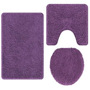 vidaXL Antislip vannas paklāju komplekts 3 gab. Violeta 50 x 80 cm PP