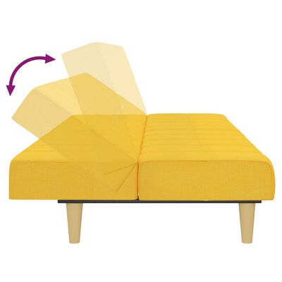 vidaXL 2-vietīga dīvāngulta, dzeltens audums