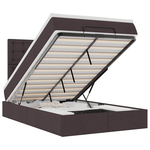 vidaXL Osmaņu gultas rāmis ar matrača tum&scaron;i pelēks 120x190 cm audums