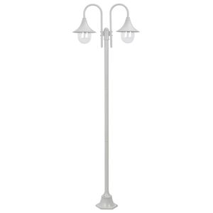 vidaXL dārza laterna, balta, 220 cm, alumīnijs, E27, 2 lampas