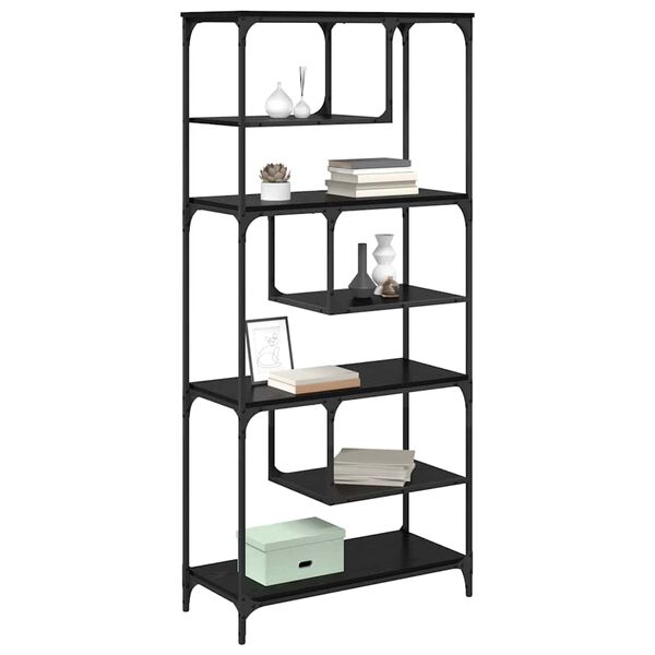 vidaXL Grāmatu skapis Melns ozols 81 x 36 x 176 cm Inženierijas koks