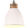 vidaXL griestu lampa, industriāla, balta, dzelzs, koks, 35 cm, E27