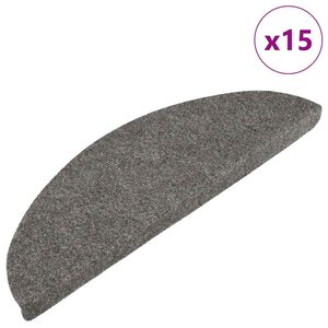vidaXL kāpņu paklāji, 15 gab., pa&scaron;līmējo&scaron;i, 56x17x3 cm, pelēki