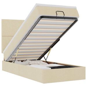 vidaXL Osmaņu gultas rāmis ar matrača krēma 100x200 cm audums