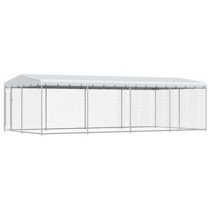 vidaXL suņu voljērs ar jumtu, 7,6x3,8x2,3 m