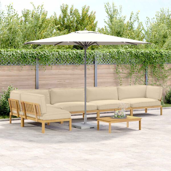 vidaXL Dīvānu komplekts ar spilvenu 6 pcs Bē&scaron;a Cietā akācijas koks