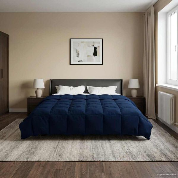 vidaXL Pilnas gada sega Tiltiņ&scaron; Tum&scaron;i zils 200 x 240 cm Mikro&scaron;ķiedra