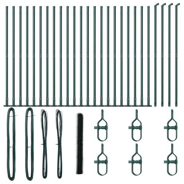 vidaXL Žoga āķis Zaļa 50 x 1,4 m (36 mm siets) Tērauds un PVC