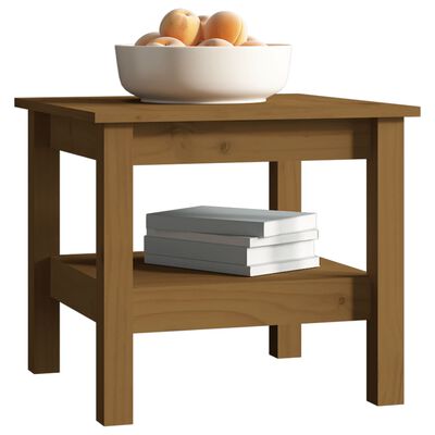 vidaXL kafijas galdiņš, medus brūns, 45x45x40 cm, priedes masīvkoks