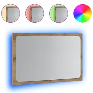 vidaXL Vannas istabas spogulis ar LED, koka krāsa, 60x8,5x38 cm