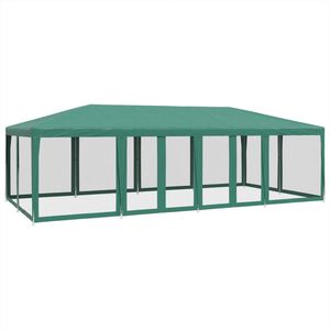 vidaXL svinību telts, ar 12 sieta sienām, 8x4 m, zaļa, HDPE