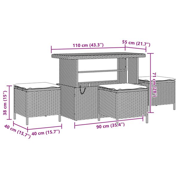 vidaXL Dārza dīvānu komplekts 14 pcs Melna Poliūtu rotangpalma