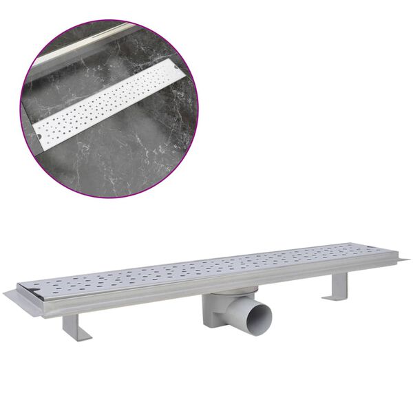 vidaXL lineārā du&scaron;as noteka, 630x140 mm, nerūsējo&scaron;s tērauds