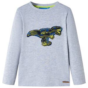 vidaXL Bērnu krekls ar garām piedurknēm, pelēks, 128