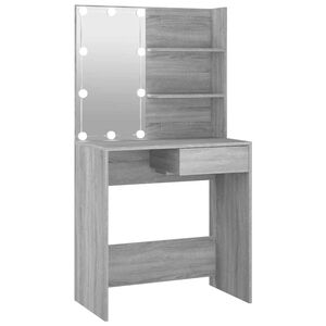 vidaXL spoguļgaldiņ&scaron; ar LED, pelēka ozolkoka krāsa, 74,5x40x141 cm